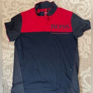 Hugo Boss Red and Blue Polo Shirt